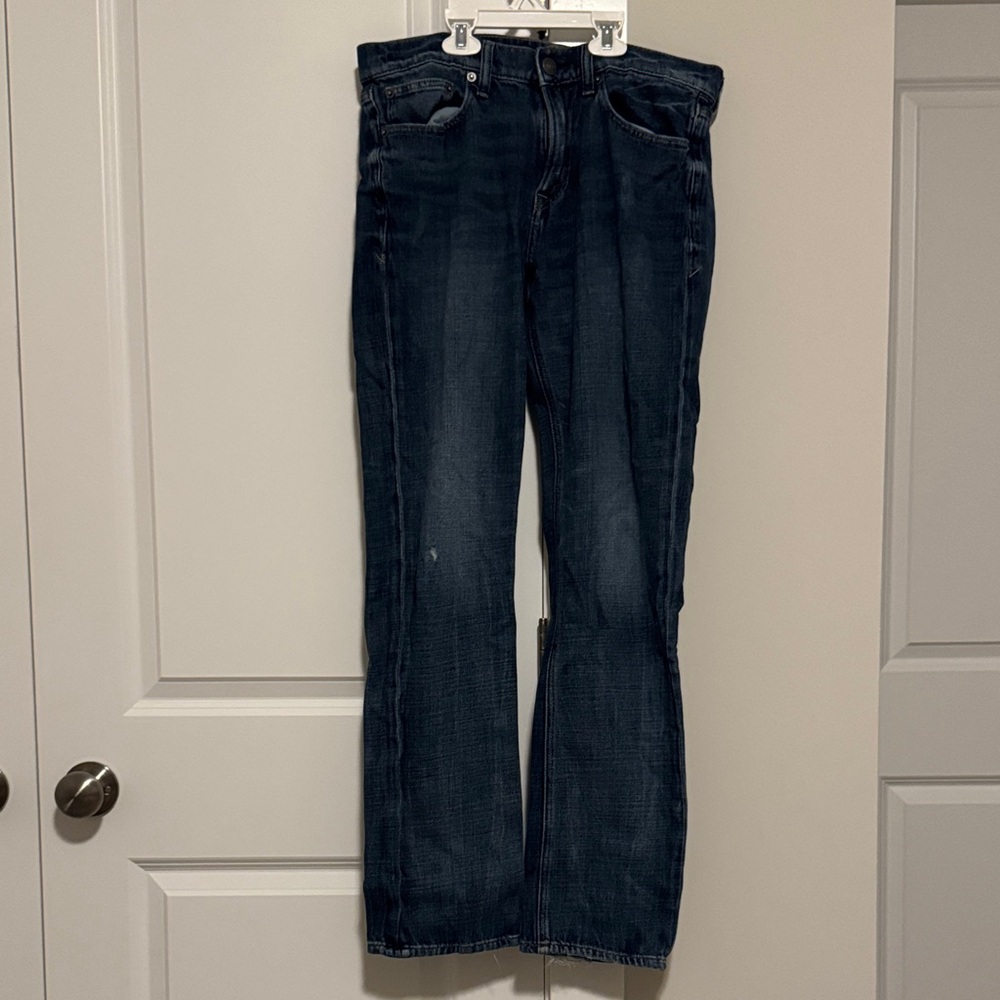 Express Men's Slim Straight Jeans - Dark Blue